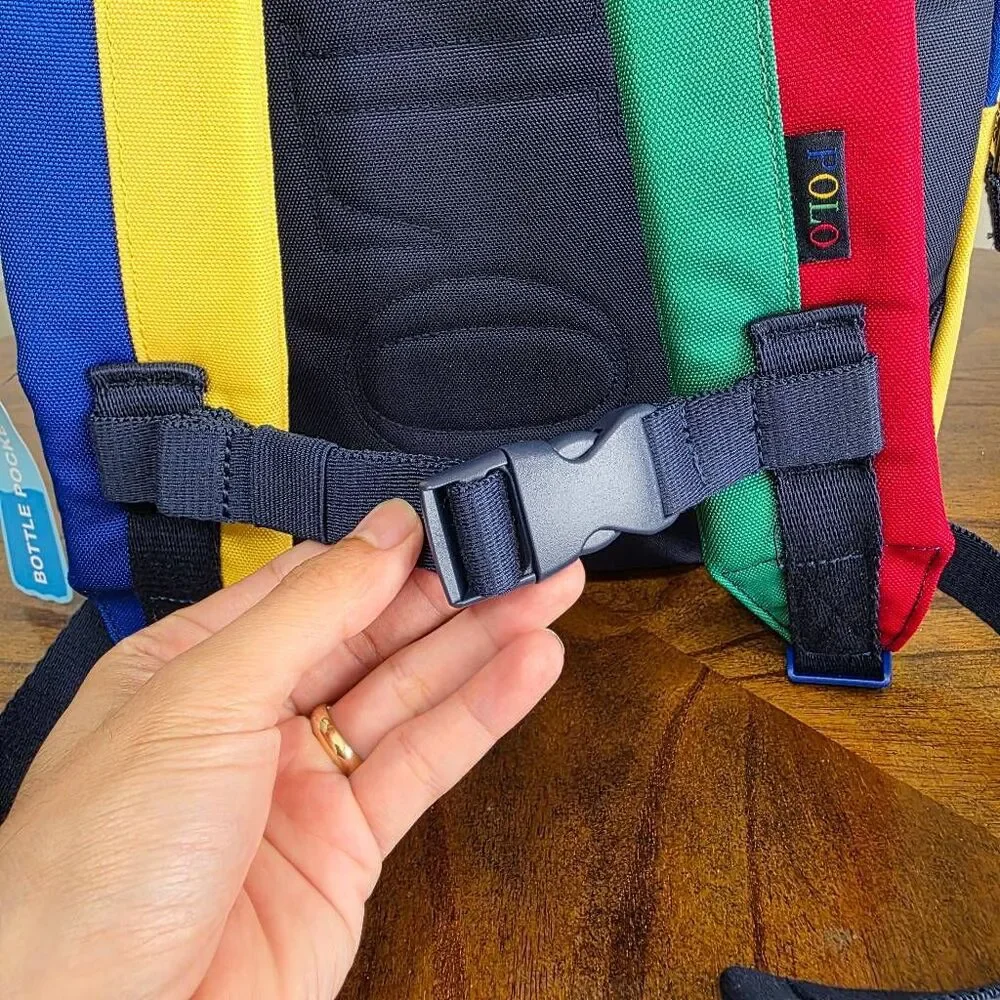 Polo Ralph Lauren Colorblock Multi-Color Backpack Bag 9AR151-E69 New Pony Logo
